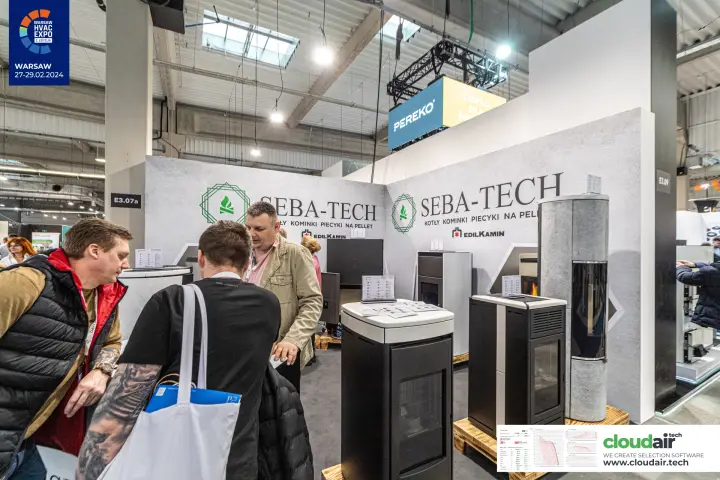 Seba-Tech stand with Edilkamin pellet stoves on display at Warsaw HVAC Expo 2024