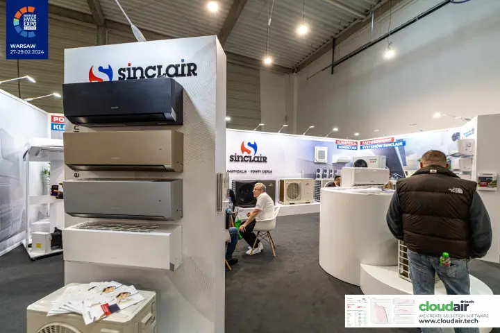 Sinclair column of split units in four finishes at Warsaw HVAC Expo 2024