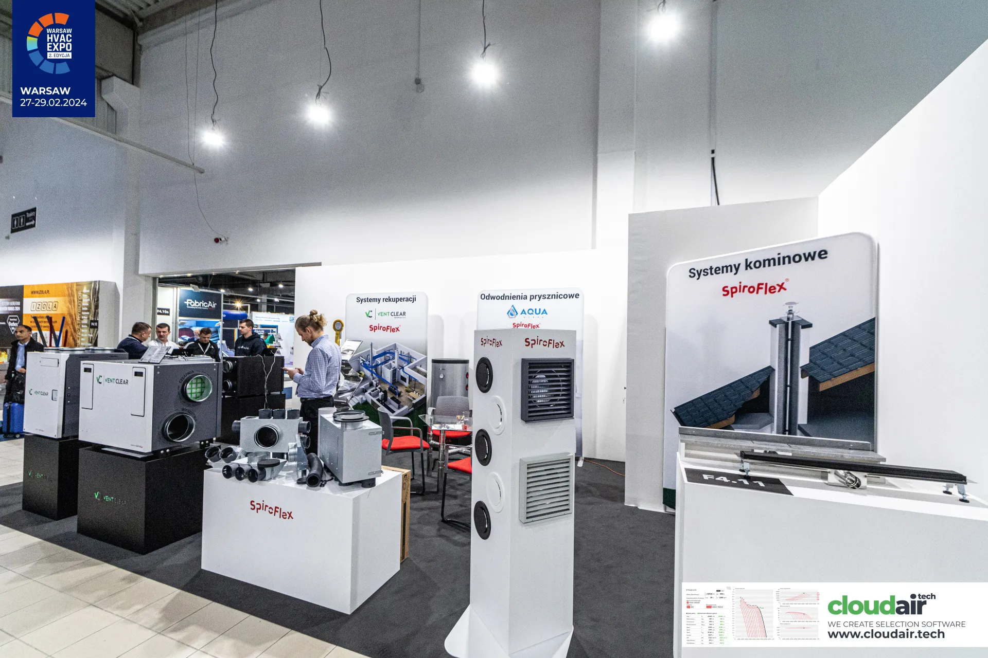 SpiroFlex stand with Vent Clear recuperators, plenum boxes and chimney systems at Warsaw HVAC Expo 2024
