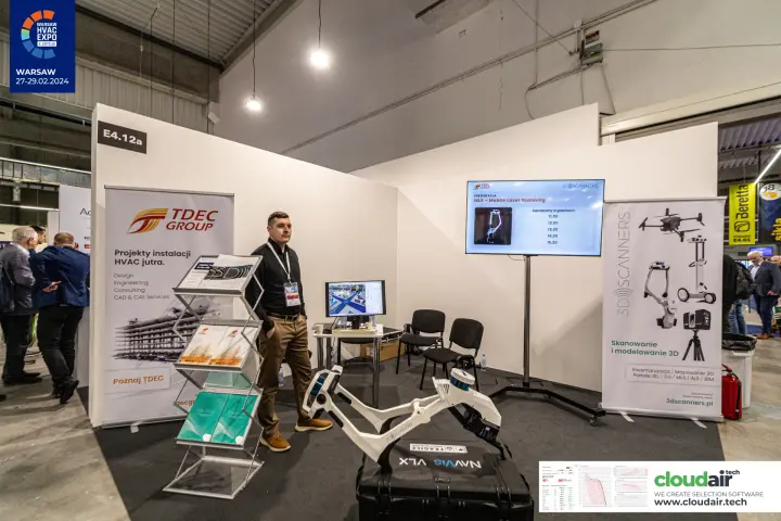 TDEC Group and 3D Scanners stand with a NavVis VLX mobile laser scanner at Warsaw HVAC Expo 2024