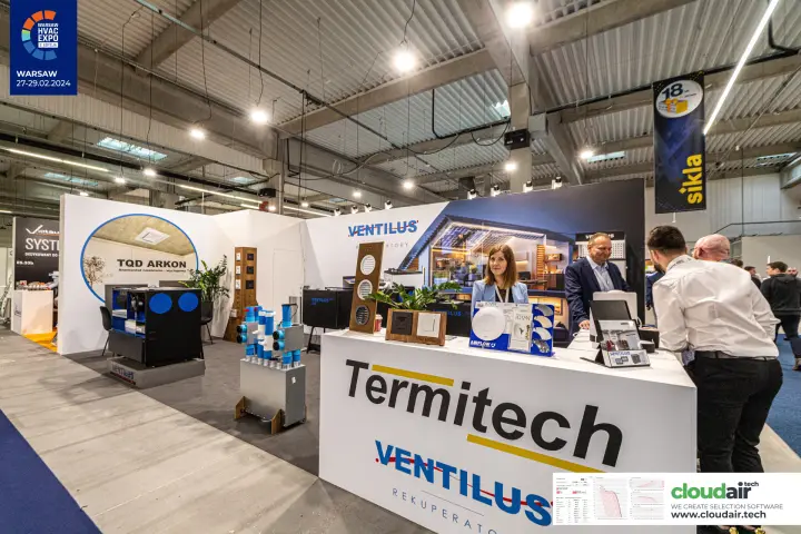 Termitech counter with Ventilus heat recovery units and TQD Arkon diffusers at Warsaw HVAC Expo 2024