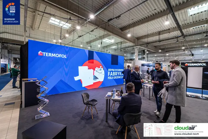 Termofol stand with LED wall promoting its heating film factory at Warsaw HVAC Expo 2024