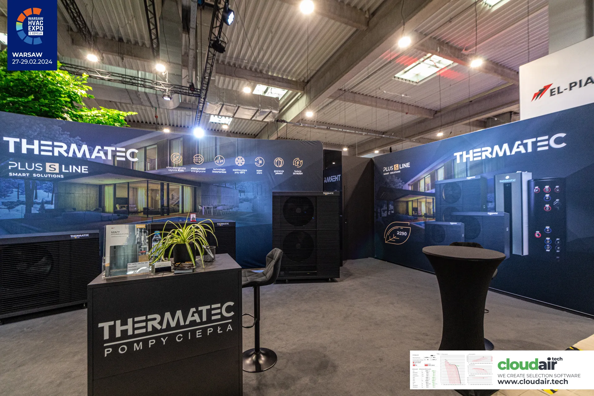 Thermatec 'Pompy ciepła' counter with Plus S Line heat pump graphics at Warsaw HVAC Expo 2024