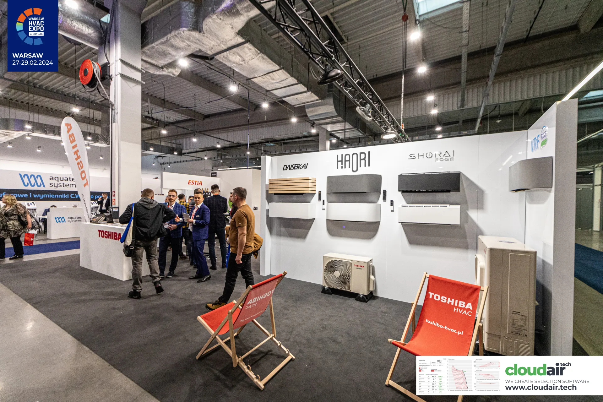 Toshiba stand with Daiseikai, Haori and Shorai Edge wall units at Warsaw HVAC Expo 2024
