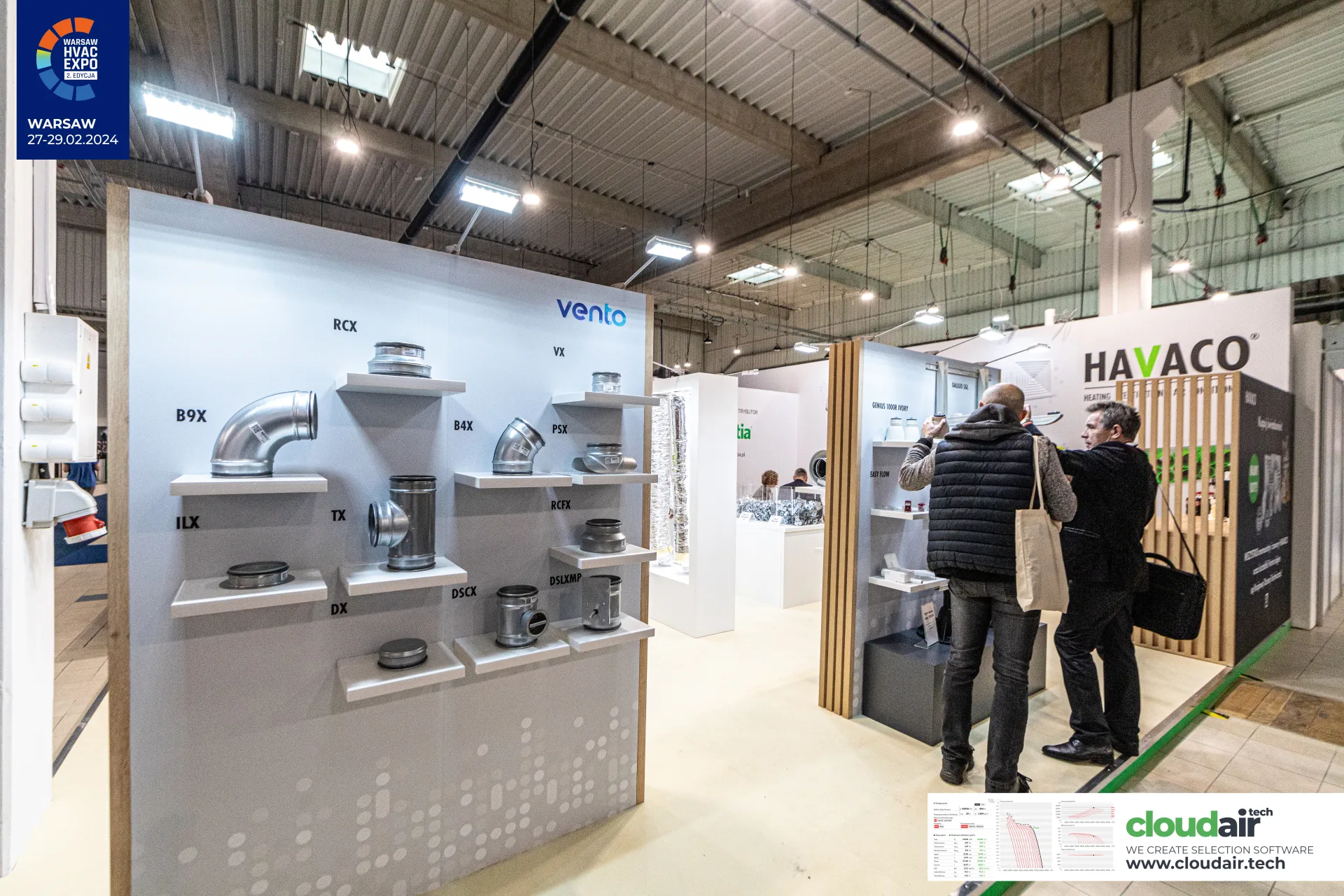 Vento duct fittings display wall on the Havaco stand at Warsaw HVAC Expo 2024