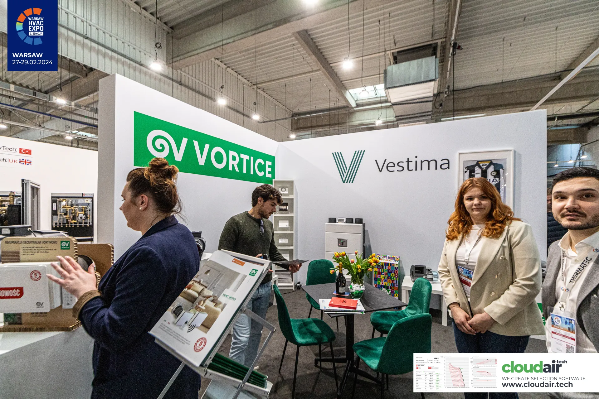 Vortice stand presenting the Vort Mono decentralised heat recovery unit at Warsaw HVAC Expo 2024