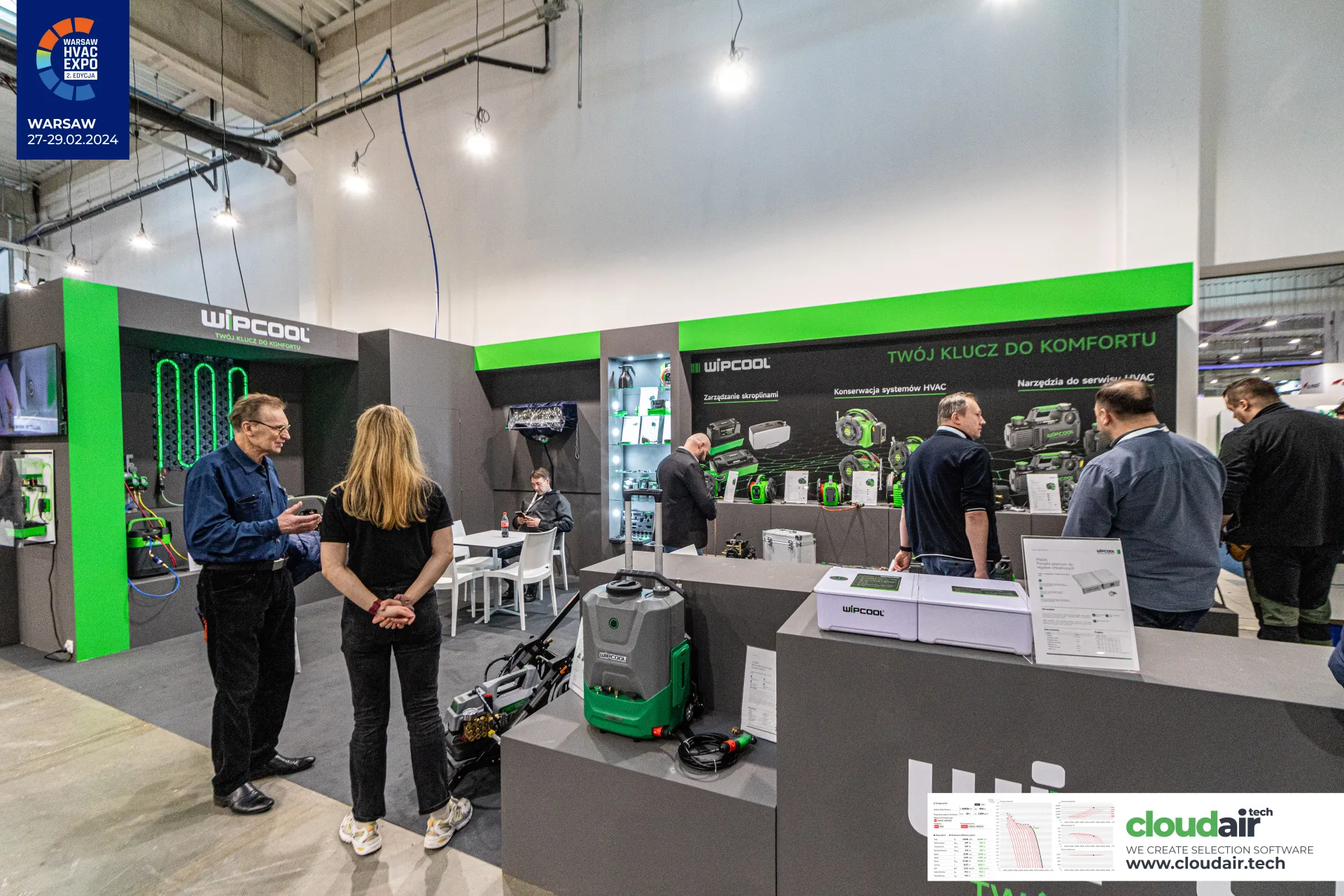 Wipcool stand with product wall of HVAC service tools at Warsaw HVAC Expo 2024