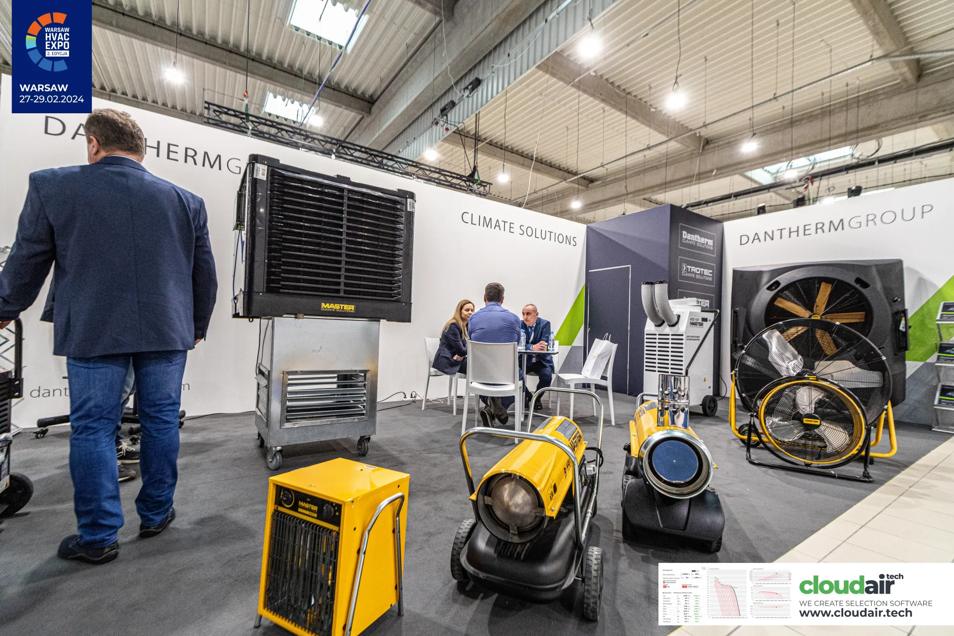 Yellow Master oil-fired and electric heaters on the Dantherm Group stand at Warsaw HVAC Expo 2024