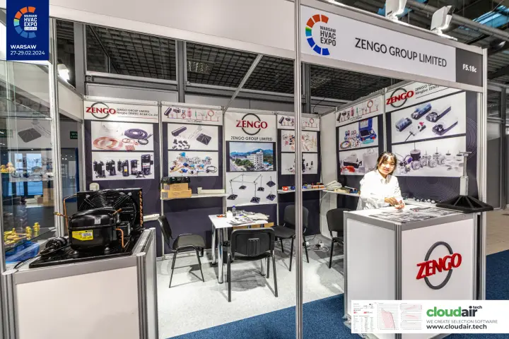 Zengo Group shell-scheme stand with condensing unit and HVAC spares