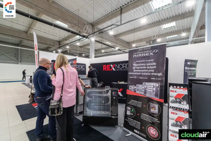 Airrex heater and roll-up on large-space heating at Rex Nordic at Warsaw HVAC Expo 2026