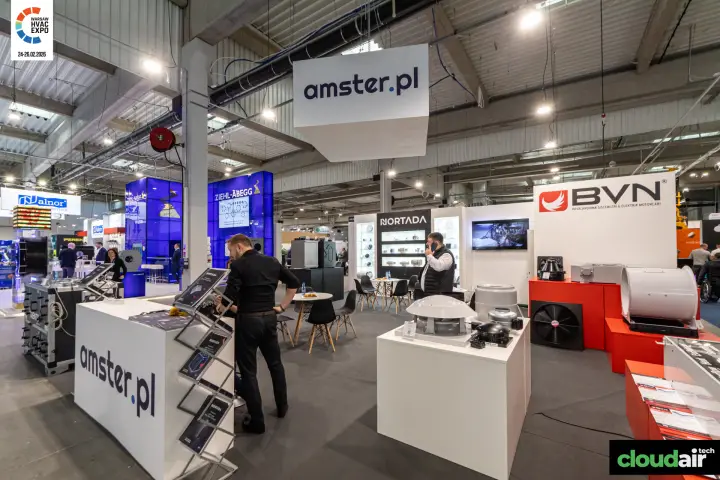 amster.pl counter with Nortada roof fans and BVN axial fans at Warsaw HVAC Expo 2026