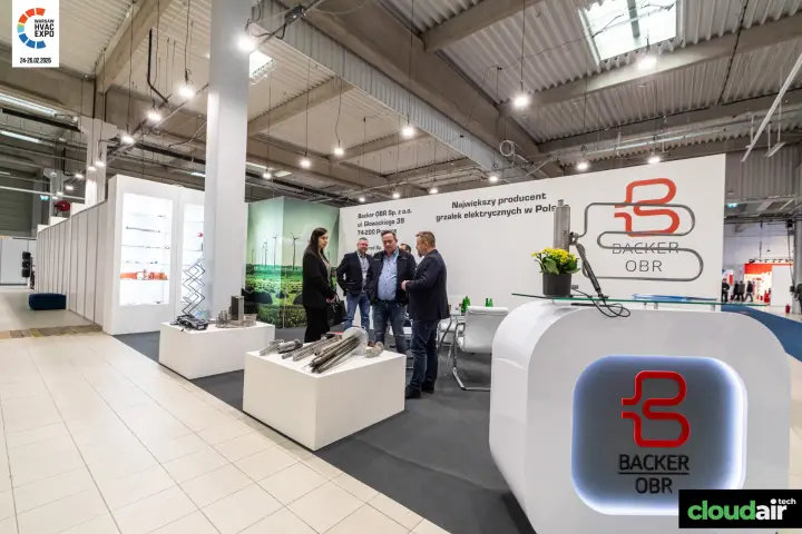 Backer OBR stand with electric heating elements and an illuminated logo counter