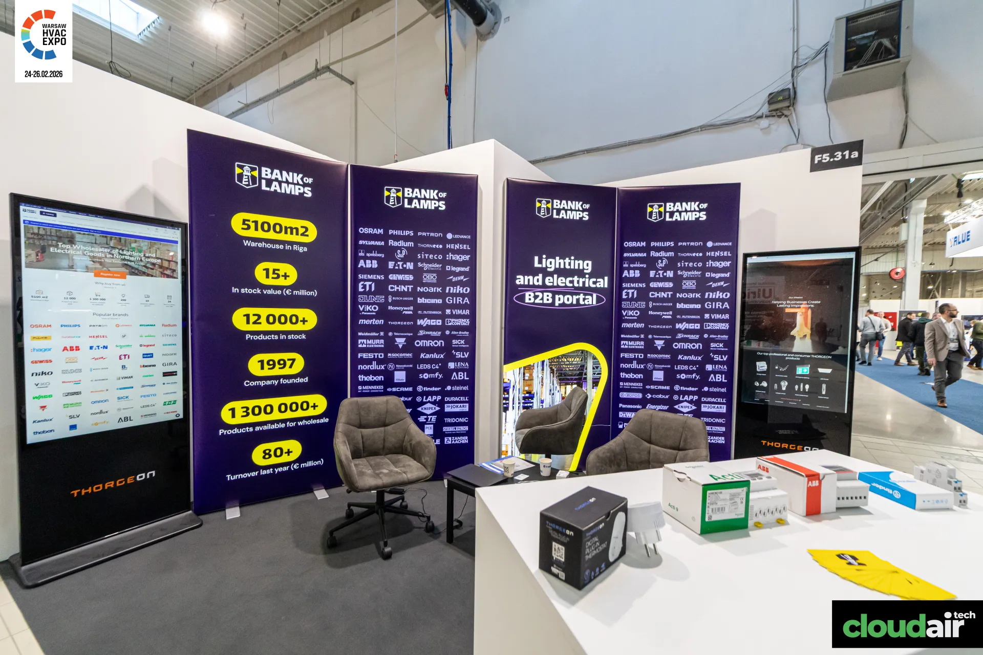 Bank of Lamps stand promoting its lighting and electrical B2B portal at Warsaw HVAC Expo 2026