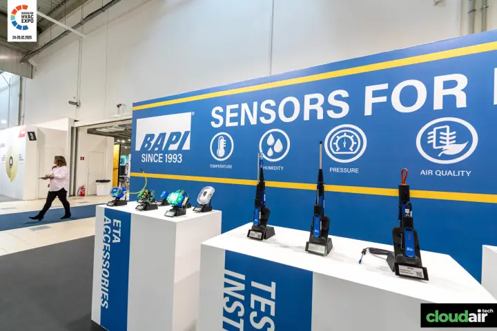 BAPI test instruments and accessories on white plinths at Warsaw HVAC Expo 2026