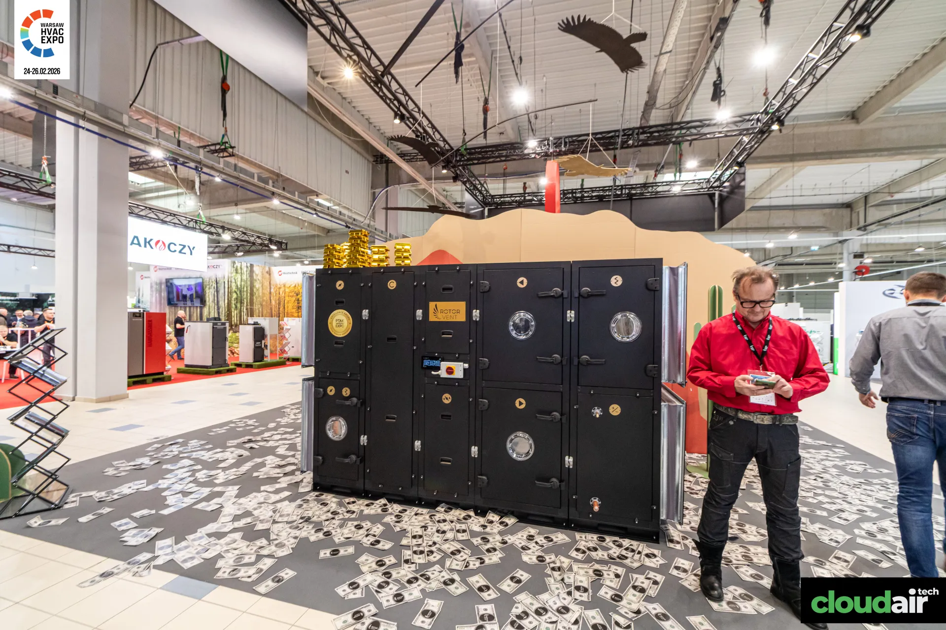 Black Rotor Vent air handling unit with gold bars and award seal at Warsaw HVAC Expo 2026