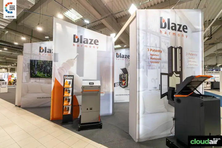Blaze Harmony stand with boilers and backlit '3 Patenty' fabric walls