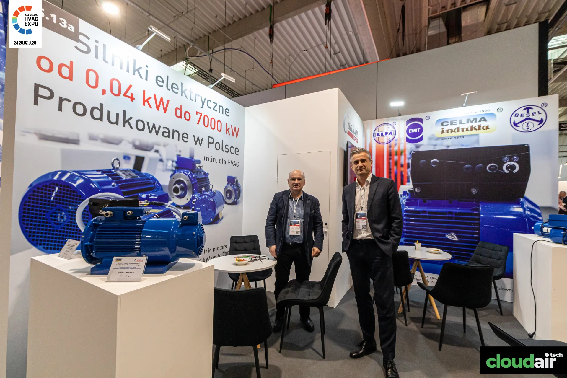 Cantoni stand promoting Polish-made electric motors up to 7000 kW at Warsaw HVAC Expo 2026