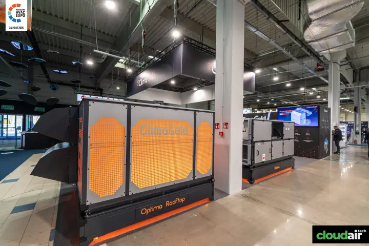 ClimaGold Optima Rooftop unit with orange perforated panels