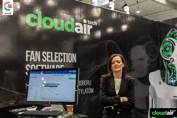CloudAir demo of multiple working points on a fan performance chart at Warsaw HVAC Expo 2026