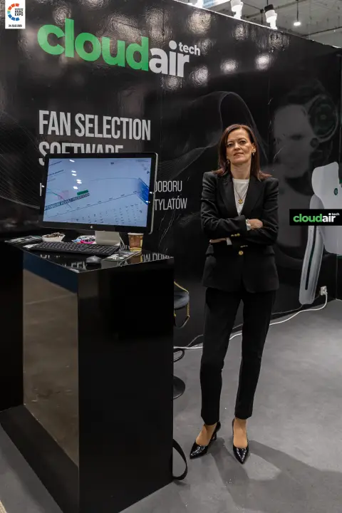CloudAir stand with optimum result presentation on the demo monitor at Warsaw HVAC Expo 2026