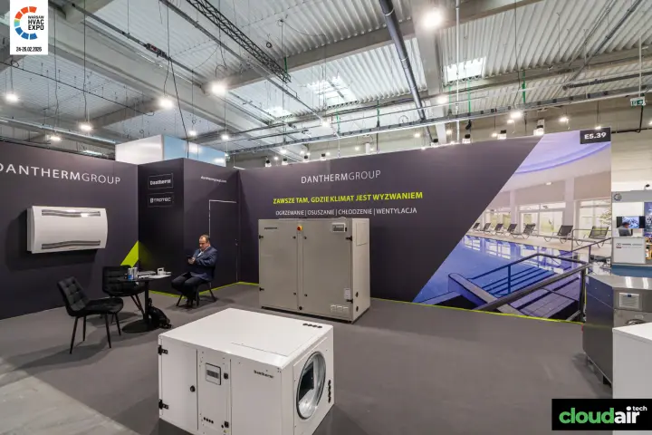 Dantherm Group stand with climate units and swimming pool graphics at Warsaw HVAC Expo 2026