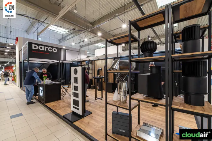 Darco shelves with roof ventilators, chimney cowls and stainless steel caps at Warsaw HVAC Expo 2026