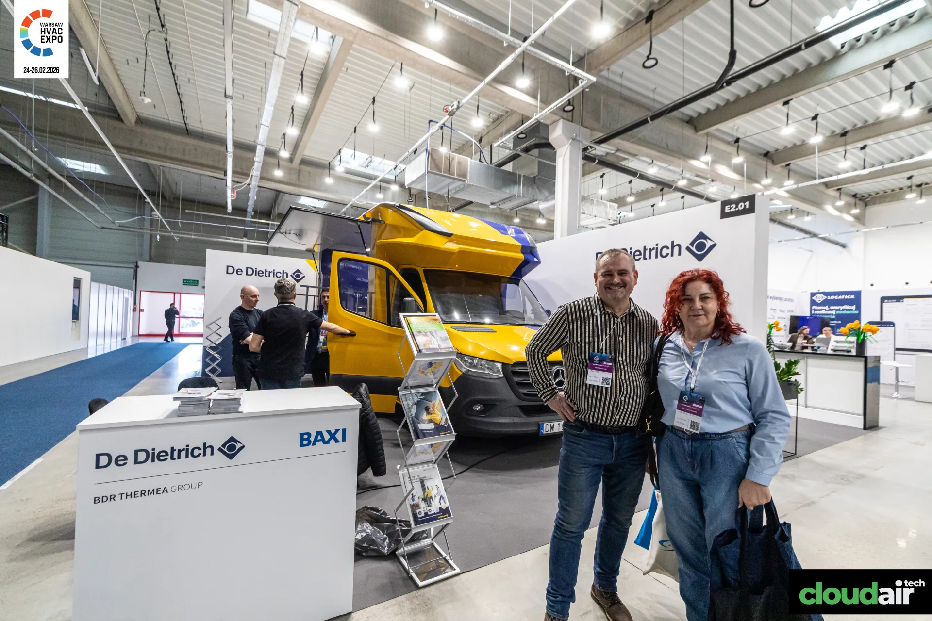 De Dietrich stand with yellow van, counter and brochure rack at Warsaw HVAC Expo 2026