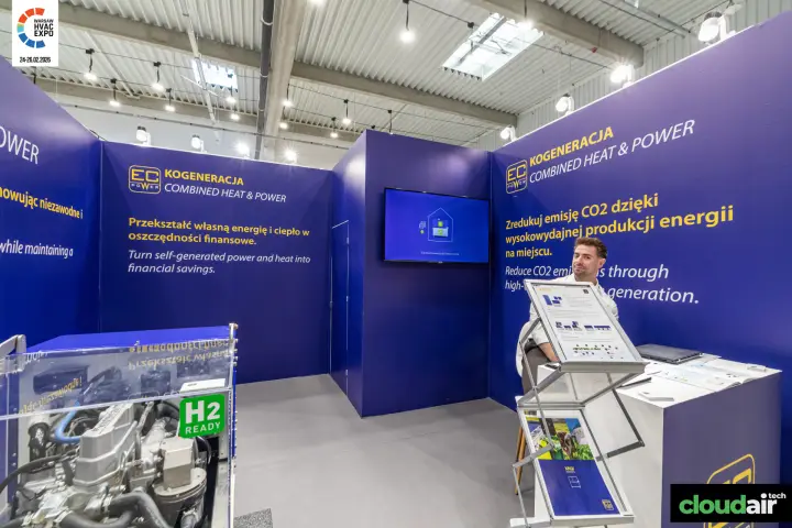 EC Power stand with an H2-ready combined heat and power unit at Warsaw HVAC Expo 2026