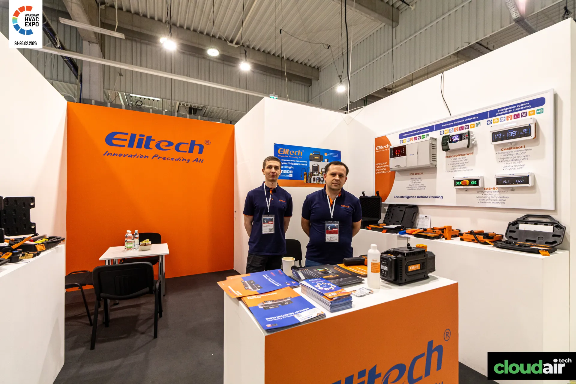 Elitech booth with refrigeration controllers and service instruments at Warsaw HVAC Expo 2026