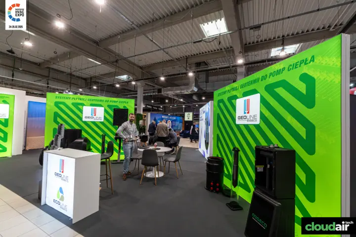 Engeco Geoline stand with green shallow geothermal graphics