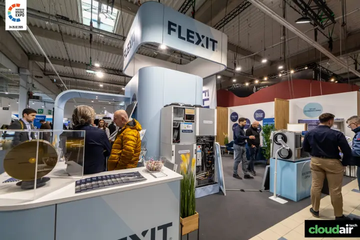 Flexit EcoNordic unit with open heat pump module at Warsaw HVAC Expo 2026