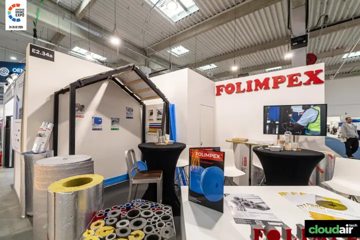 Folimpex stand with pipe insulation sleeves and foil-faced mineral wool