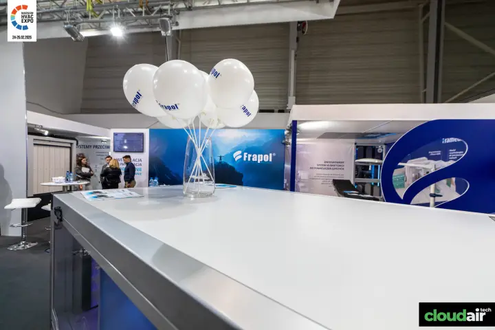 Frapol balloons on top of an air handling unit, clean-room area behind at Warsaw HVAC Expo 2026