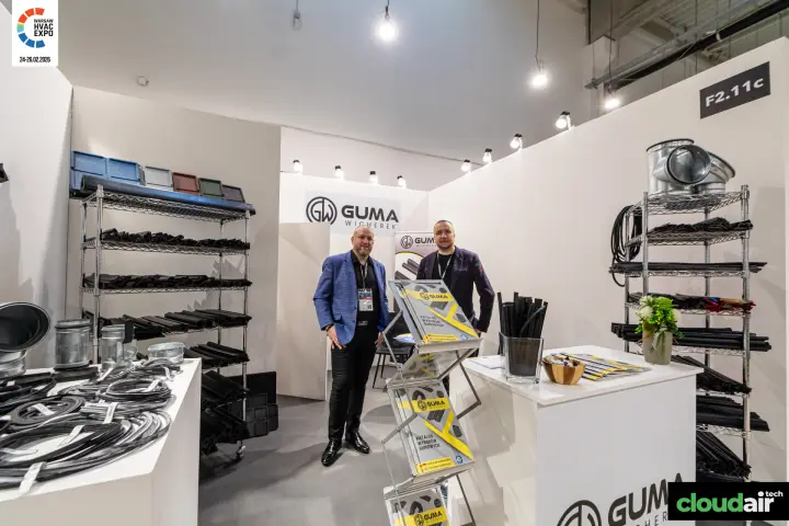 Guma Wicherek stand with rubber profiles, gaskets and galvanised duct fittings at Warsaw HVAC Expo 2026