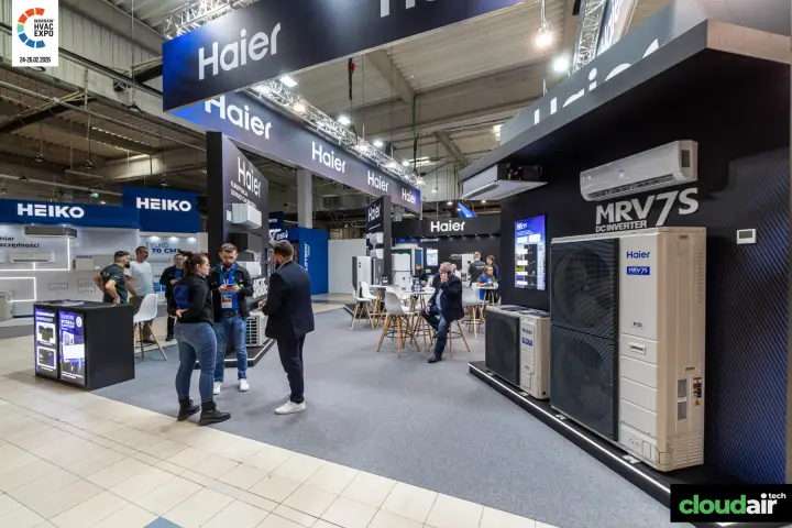 Haier MRV7S DC Inverter outdoor units at the front of the stand at Warsaw HVAC Expo 2026
