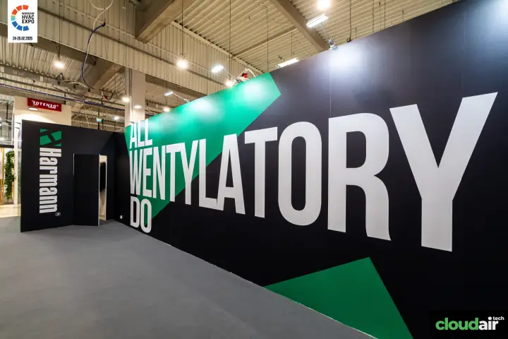 Harmann stand wall with the giant slogan "All Wentylatory Do" at Warsaw HVAC Expo 2026