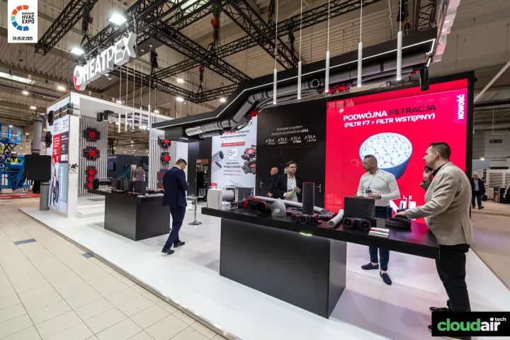 Heatpex ARIA air distribution system with LED wall on filtration at Warsaw HVAC Expo 2026