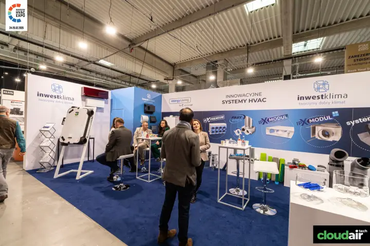 Inwestklima stand presenting IPX plenum boxes and ventilation units