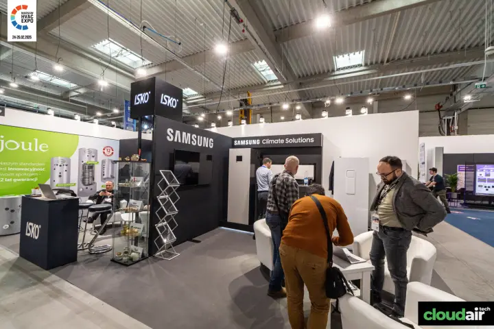 ISKO stand with Samsung Climate Solutions units and Joule cylinders at Warsaw HVAC Expo 2026