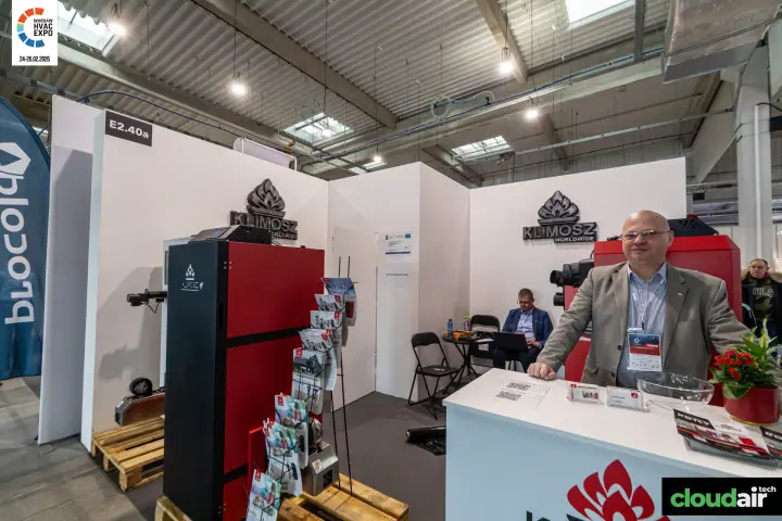 Klimosz Worldwide stand E2.40a with red and black boilers