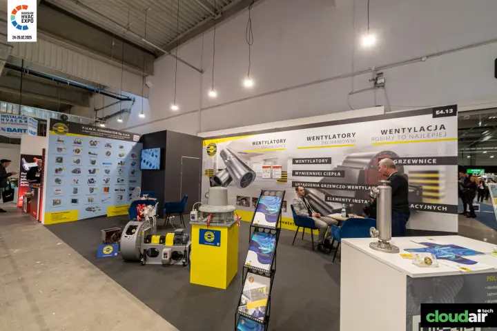 Konwektor stand with smoke exhaust and industrial fans at Warsaw HVAC Expo 2026