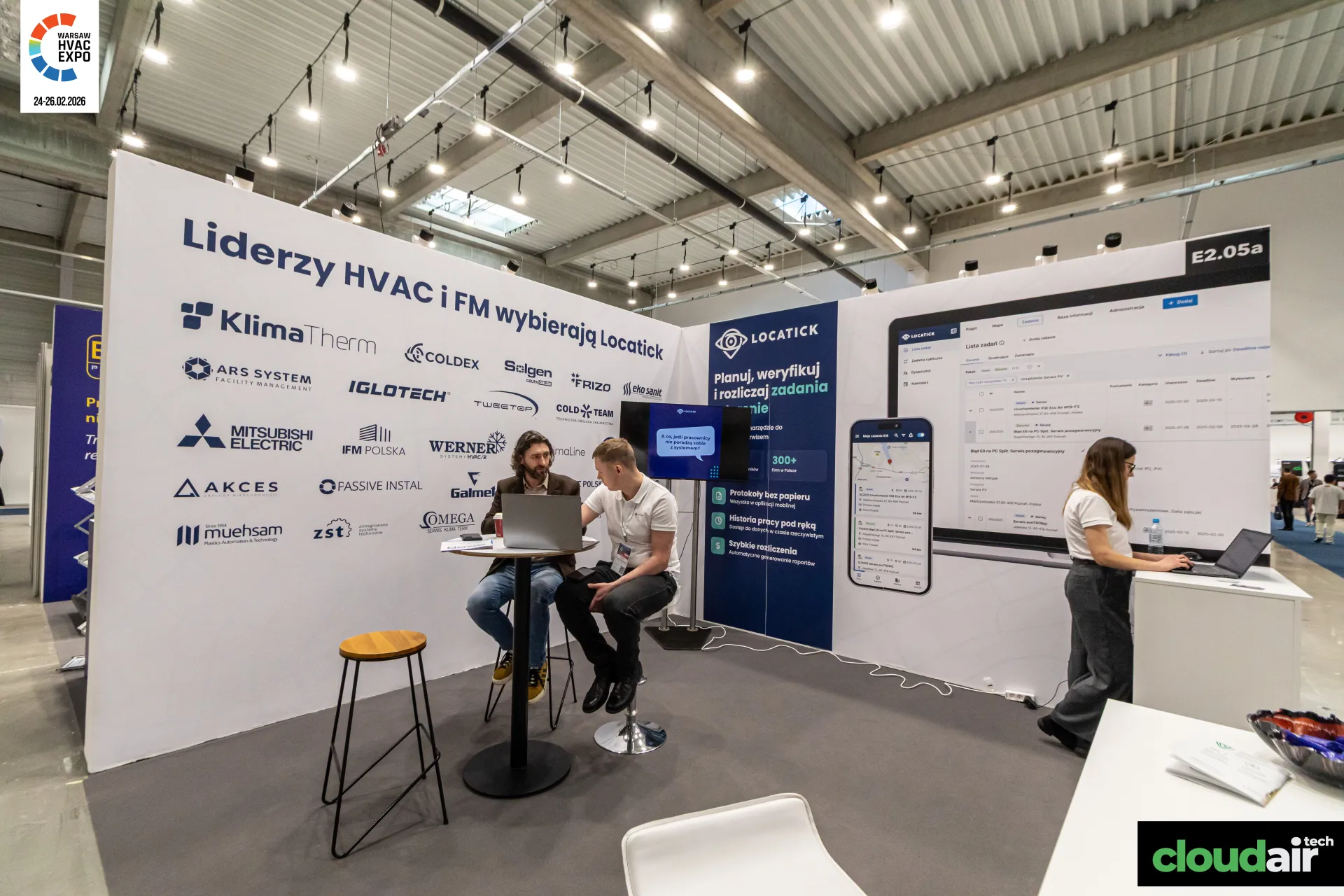 Locatick stand presenting service task software for HVAC and FM firms at Warsaw HVAC Expo 2026