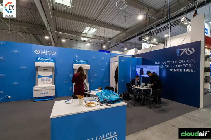 Olimpia Splendid stand with Nexya and Unico air conditioners at Warsaw HVAC Expo 2026
