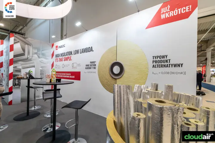 Paroc HVAC Section AluCoat pipe insulation with lambda comparison wall at Warsaw HVAC Expo 2026