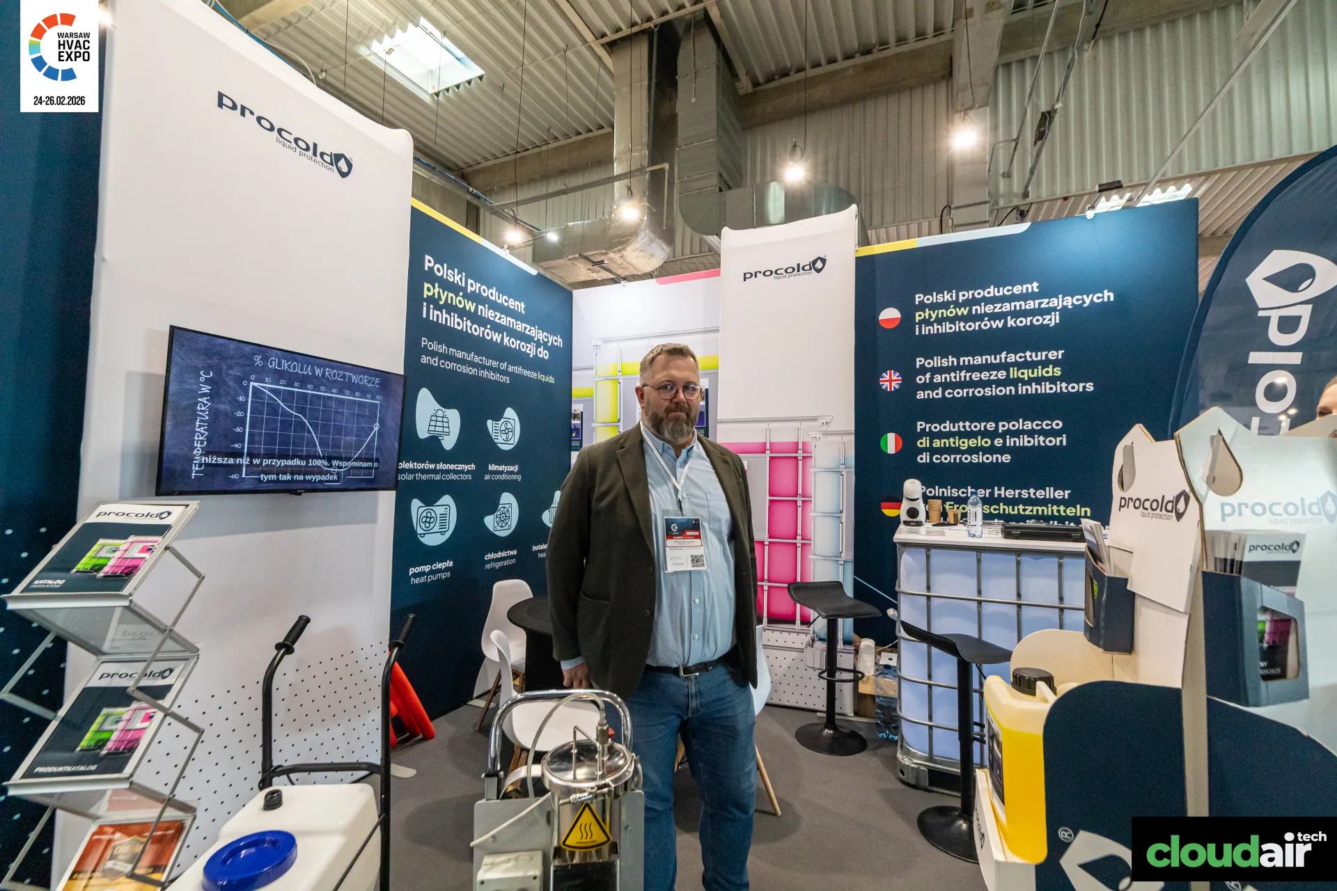 Procold screen charting freezing point against glycol concentration at Warsaw HVAC Expo 2026