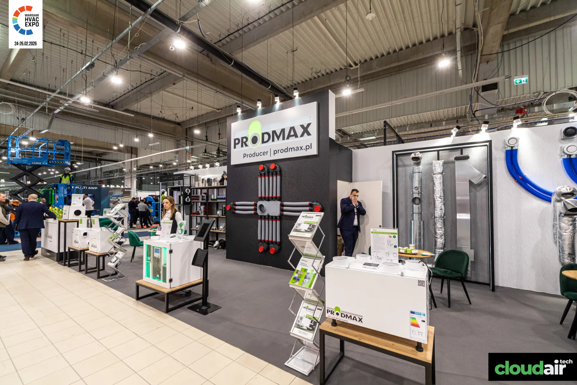 Prodmax stand with flexible duct distribution wall and recuperators at Warsaw HVAC Expo 2026