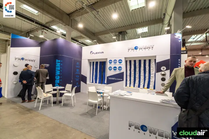 Prowent Białystok stand with Flexiva flexible ducts and grilles at Warsaw HVAC Expo 2026