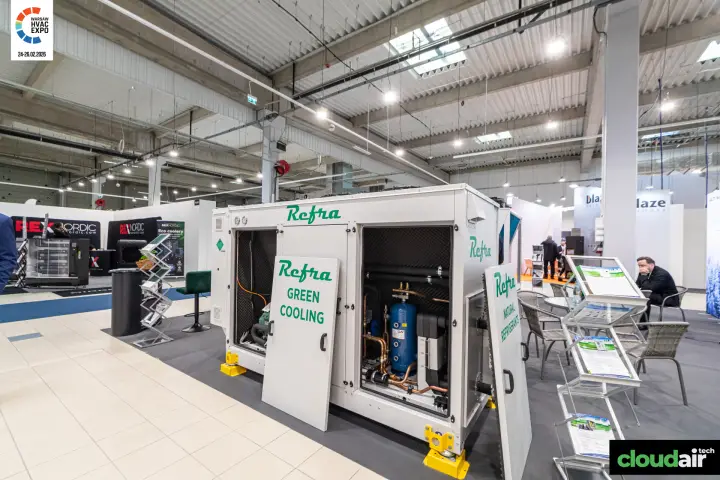 Refra refrigeration unit with doors removed to show its components at Warsaw HVAC Expo 2026