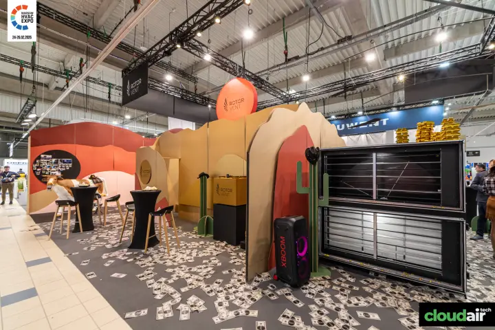 Rotor Vent Wild West themed stand with desert scenery at Warsaw HVAC Expo 2026