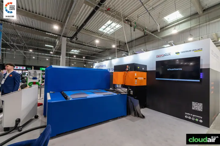 Schwartmanns sheet-metal machine beside a Kemper extraction unit at Warsaw HVAC Expo 2026